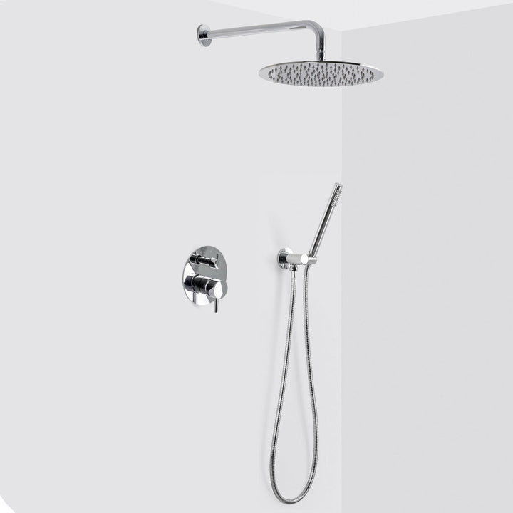 Metro 2-Way Pressure Balance Trim Complete Shower Set - Wall Mount - 12" Brass/Polished Chrome