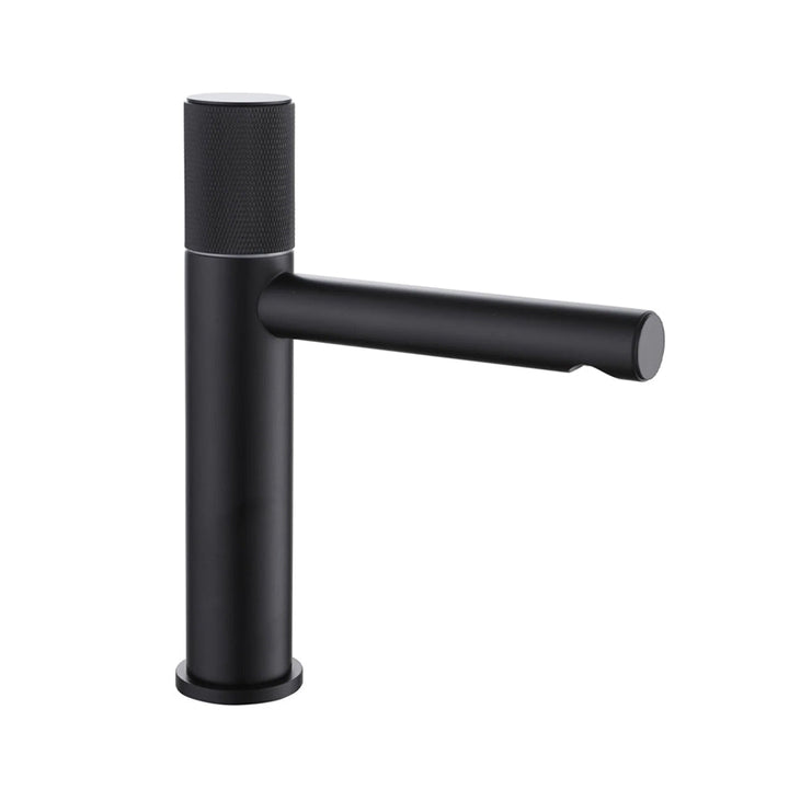 Metro Knurled Bathroom Faucet - Single Hole - 9" Brass/Matt Black