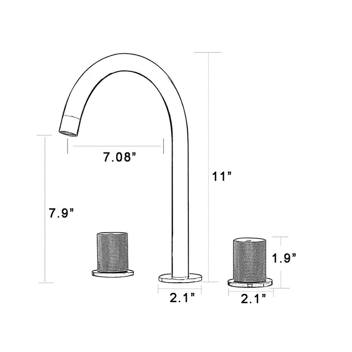 Metro Knurled Bathroom Faucet - Widespread - 8" Brass/Brushed Nickel