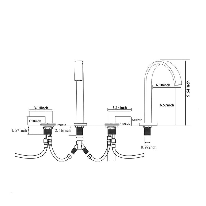 Devon Line2 Bathroom Faucet - Widespread - 8" Brass/Brushed Nickel