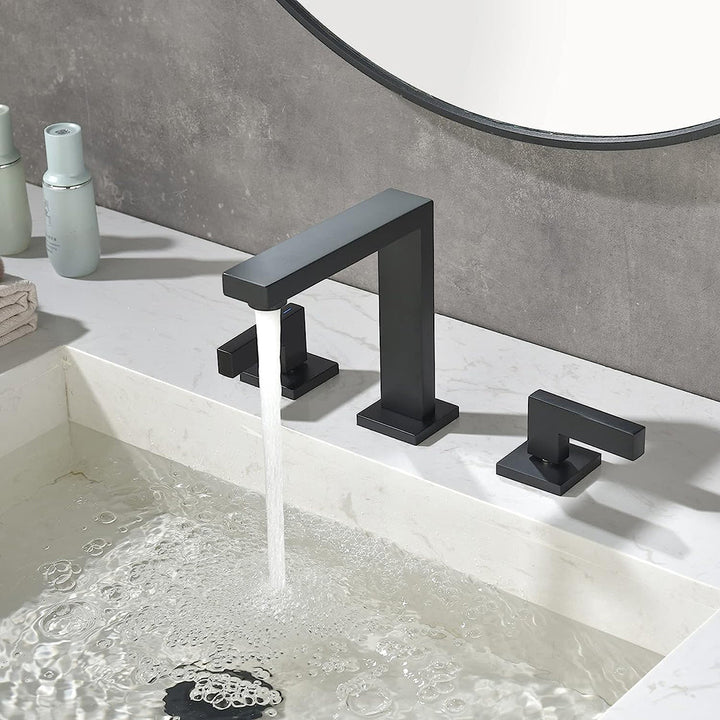 Devon Line Bathroom Faucet - Widespread - 8" Brass/Matt Black