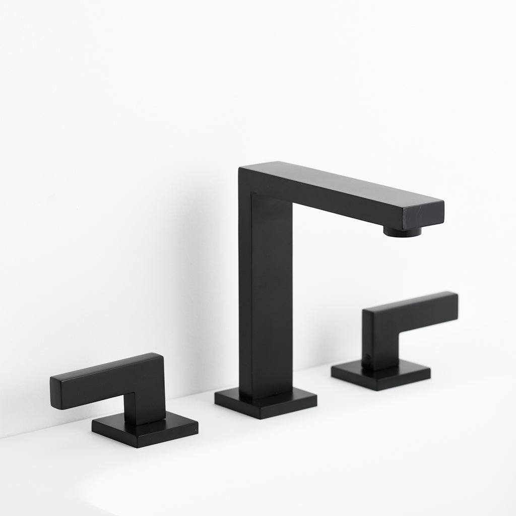 Devon Line Bathroom Faucet - Widespread - 8" Brass/Matt Black