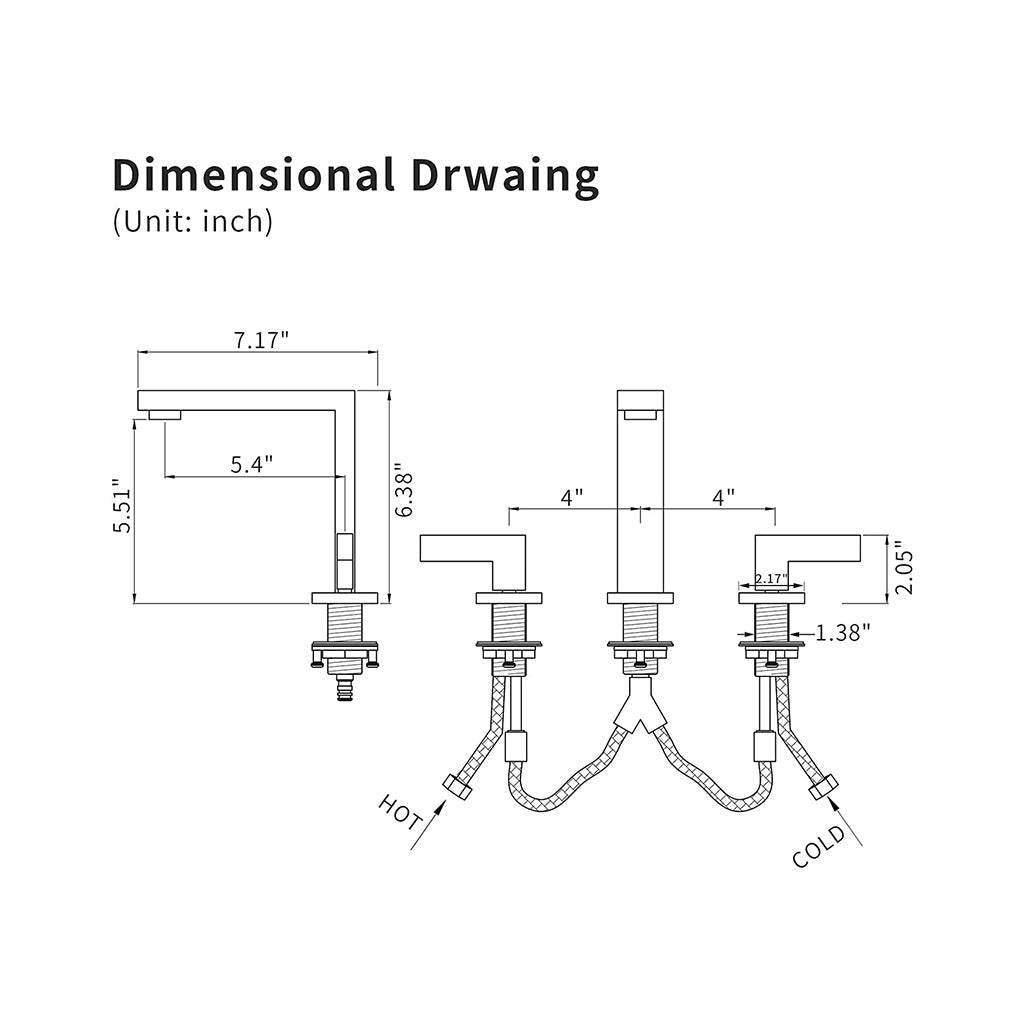 Devon Line Bathroom Faucet - Widespread - 8" Brass/Brushed Nickel