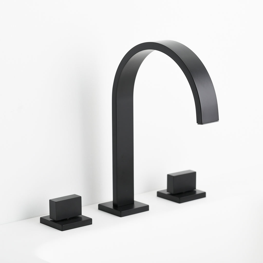 Devon Luk 2 Bathroom Faucet - Widespread - 9" Brass/Matt Black