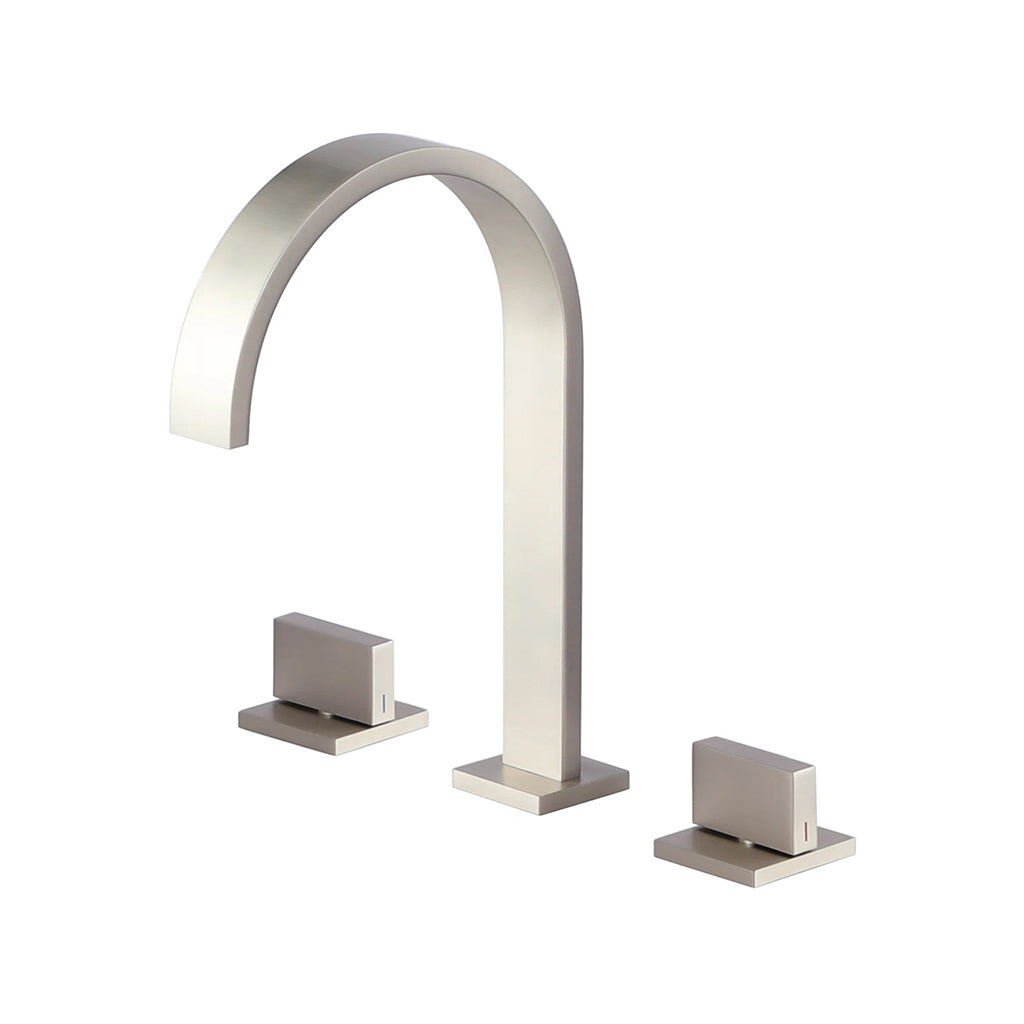 Devon Luk 2 Bathroom Faucet - Widespread - 9" Brass/Brushed Nickel