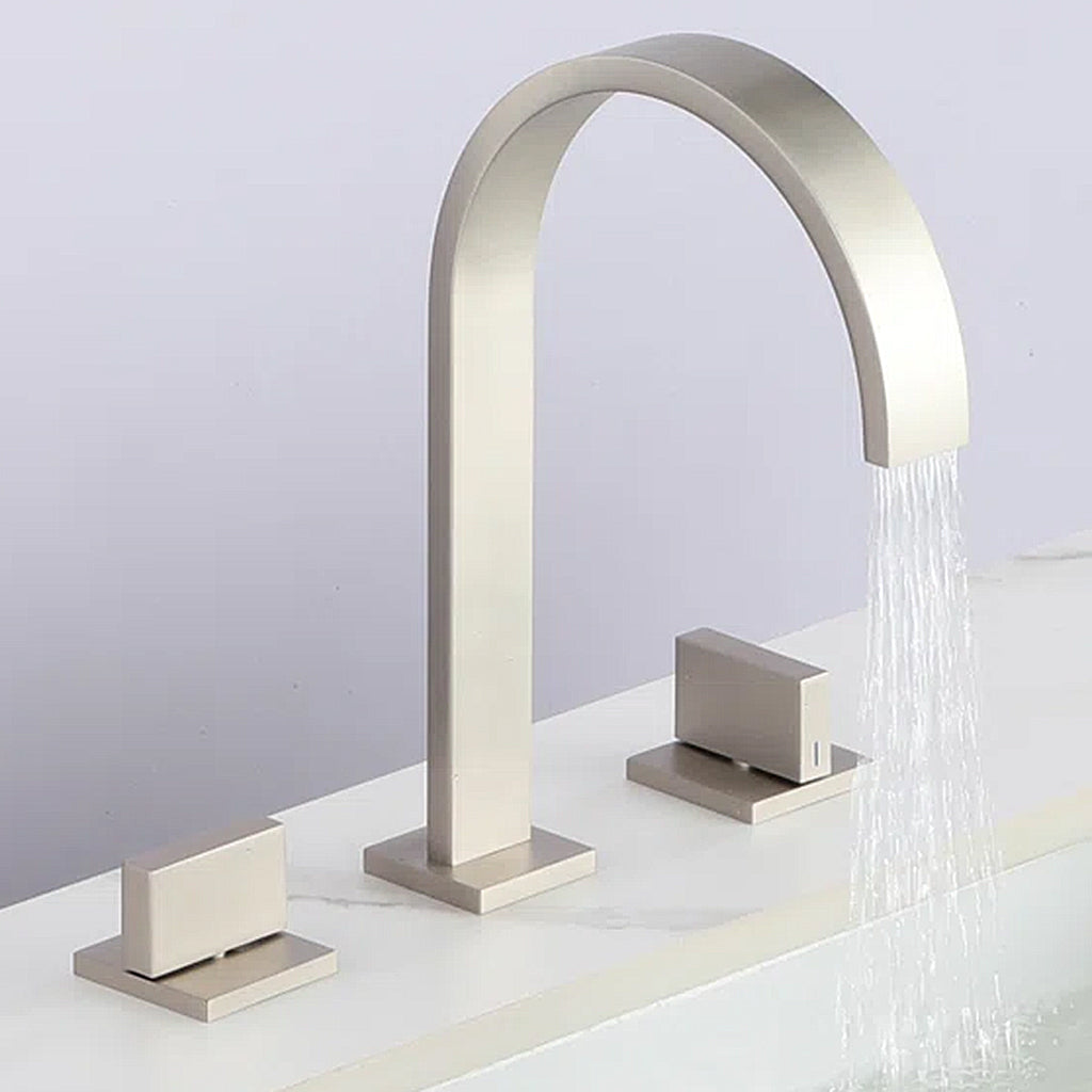 Devon Luk 2 Bathroom Faucet - Widespread - 9" Brass/Brushed Nickel