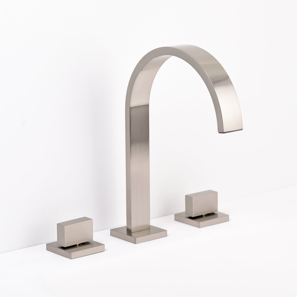 Devon Luk 2 Bathroom Faucet - Widespread - 9" Brass/Brushed Nickel