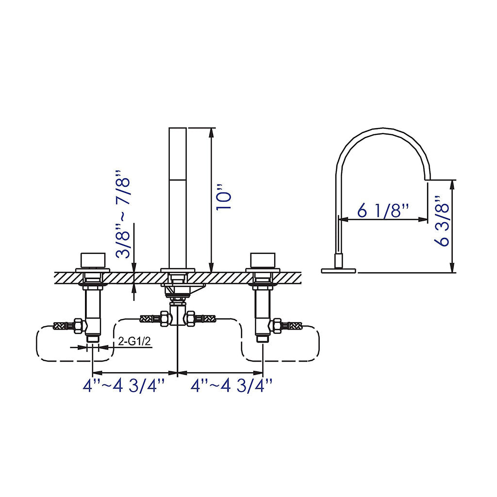 Devon Luk 2 Bathroom Faucet - Widespread - 9" Brass/Brushed Nickel
