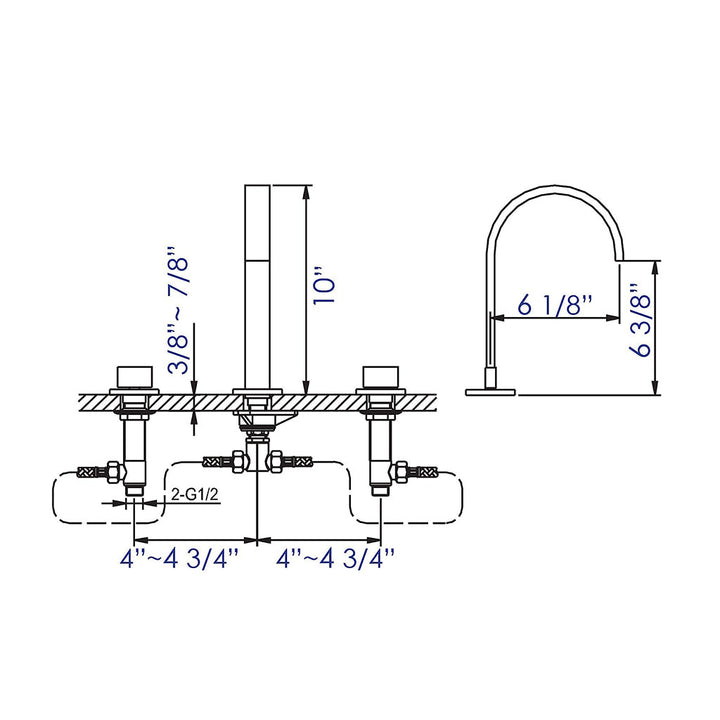 Devon Luk 2 Bathroom Faucet - Widespread - 9" Brass/Brushed Nickel