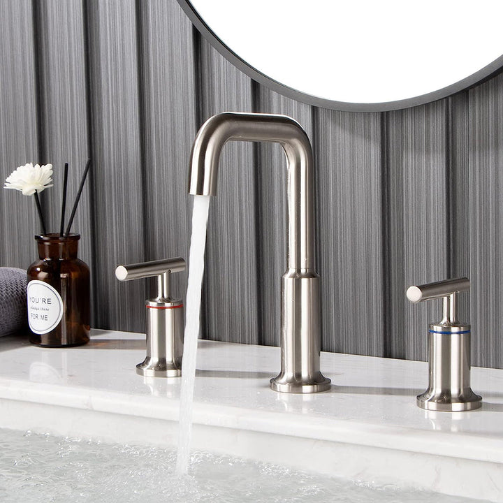 Metro Bathroom Faucet - Widespread - 8" Brass/Brushed Nickel
