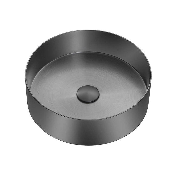 Fancy Vessel Bathroom Sink - Over Mount - 15" Stainless Steel/Gun Black