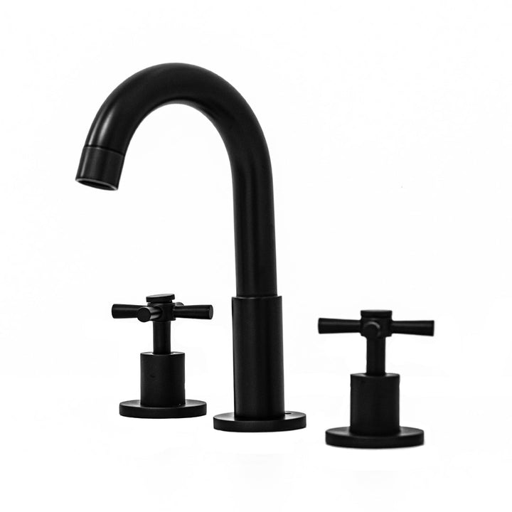 Smart Cross Bathroom Faucet - Widespread - 8" Brass/Matt Black