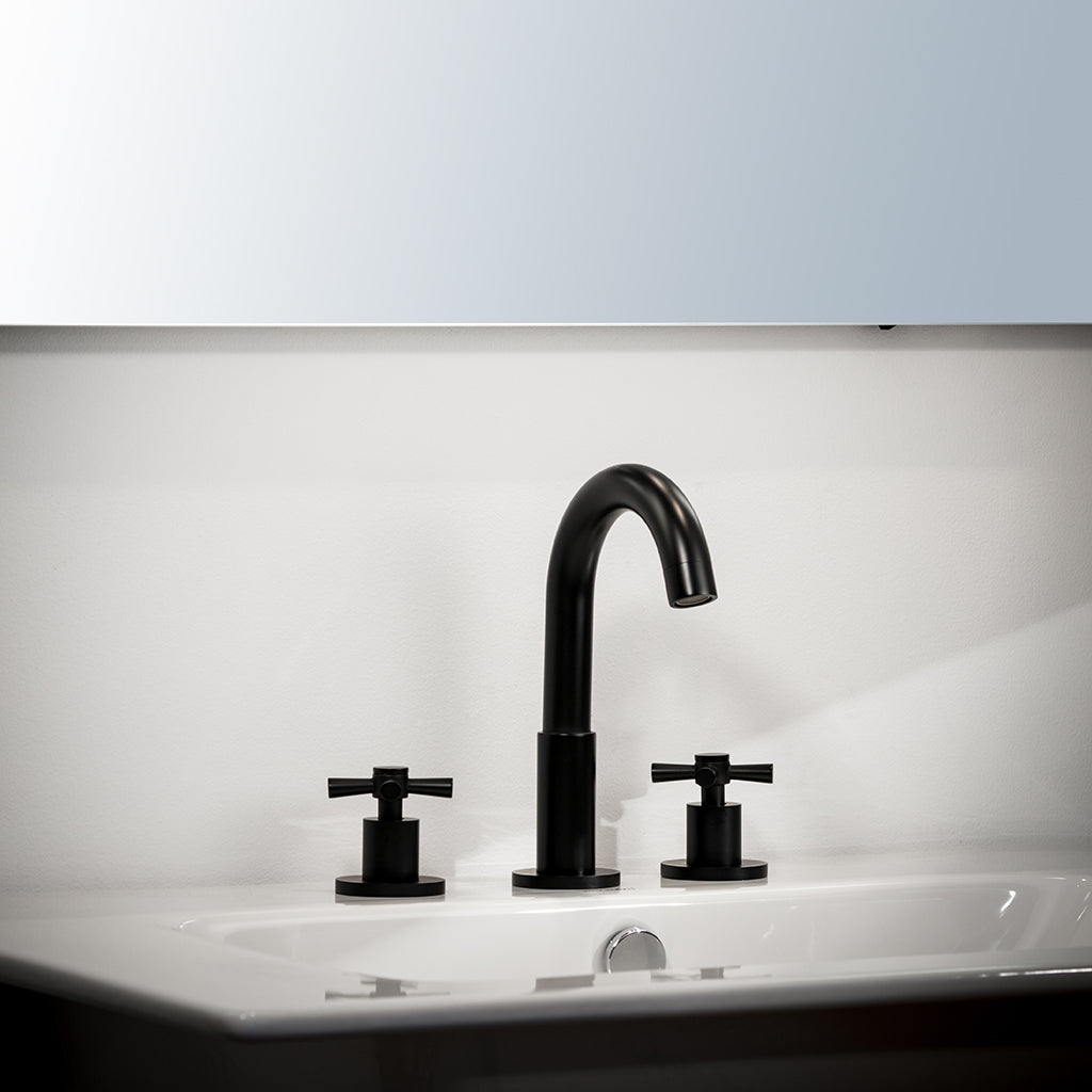 Smart Cross Bathroom Faucet - Widespread - 8" Brass/Matt Black