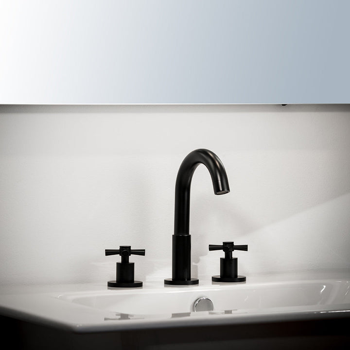 Smart Cross Bathroom Faucet - Widespread - 8" Brass/Matt Black