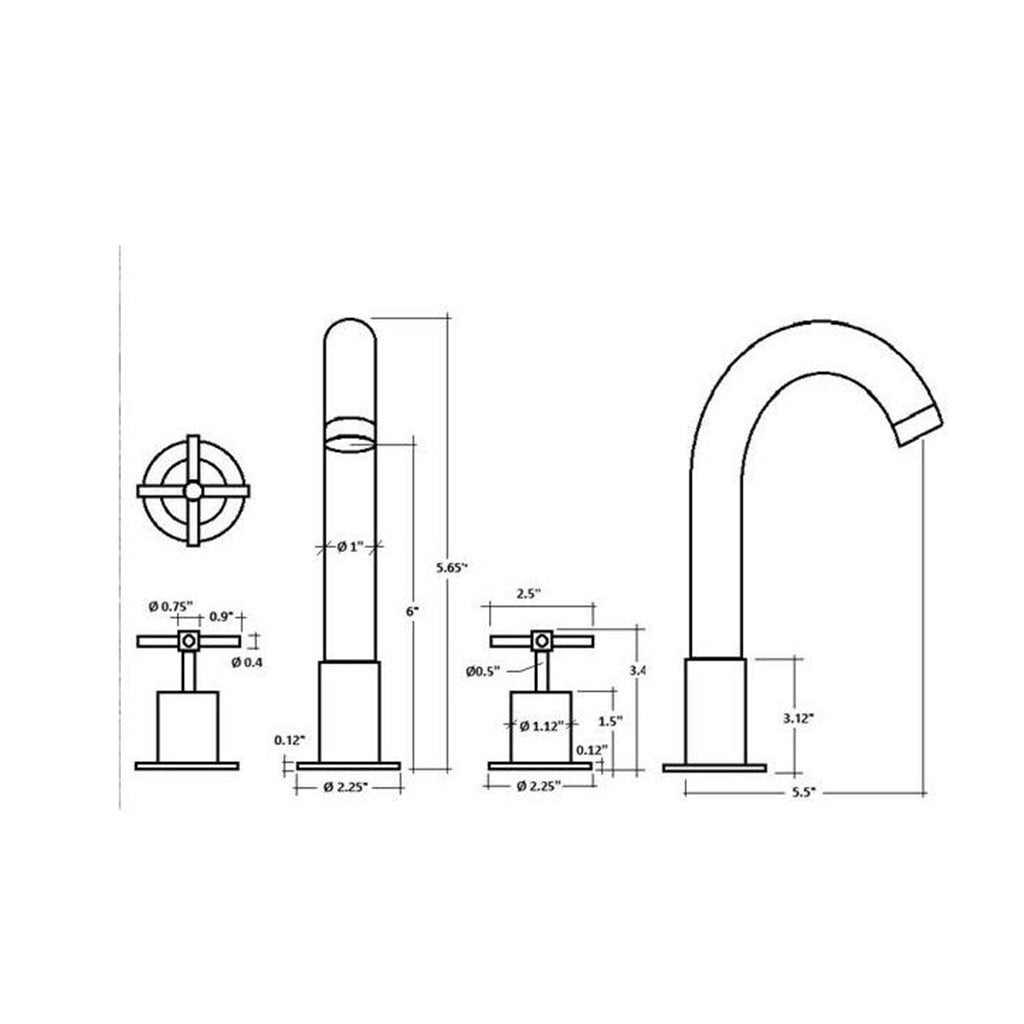 Smart Cross Bathroom Faucet - Widespread - 8" Brass/Matt Black