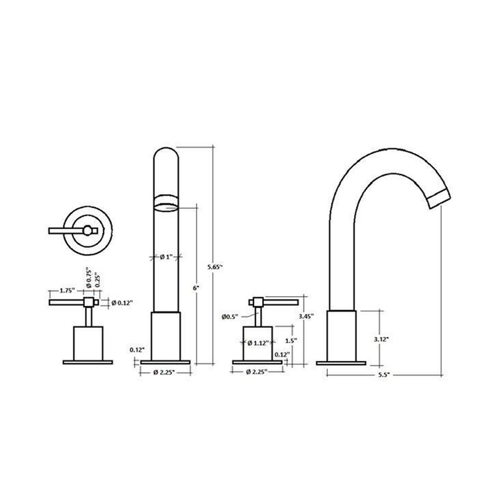 Smart Lever Bathroom Faucet - Widespread - 8" Brass/Matt Black