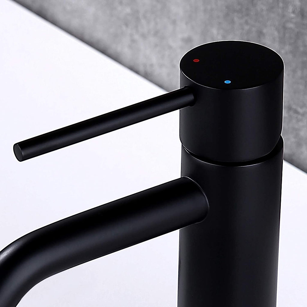 Metro Slim Bathroom Faucet - Single Hole - 6" Brass/Matt Black