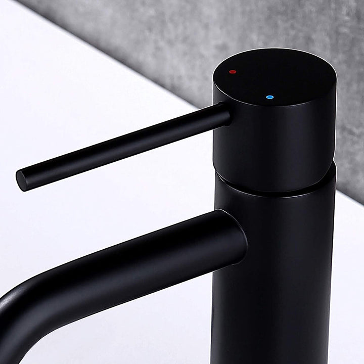 Metro Slim Bathroom Faucet - Single Hole - 6" Brass/Matt Black