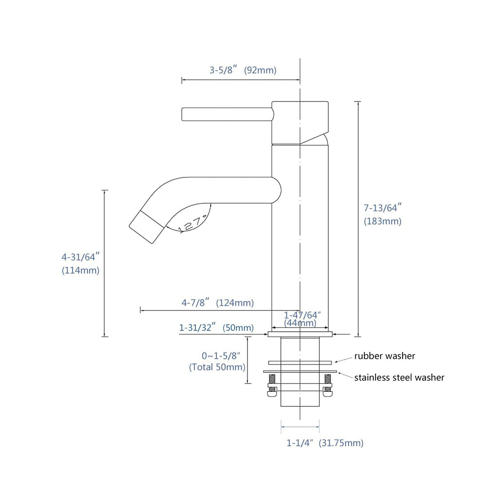 Metro Slim Bathroom Faucet - Single Hole - 6" Brass/Brushed Nickel