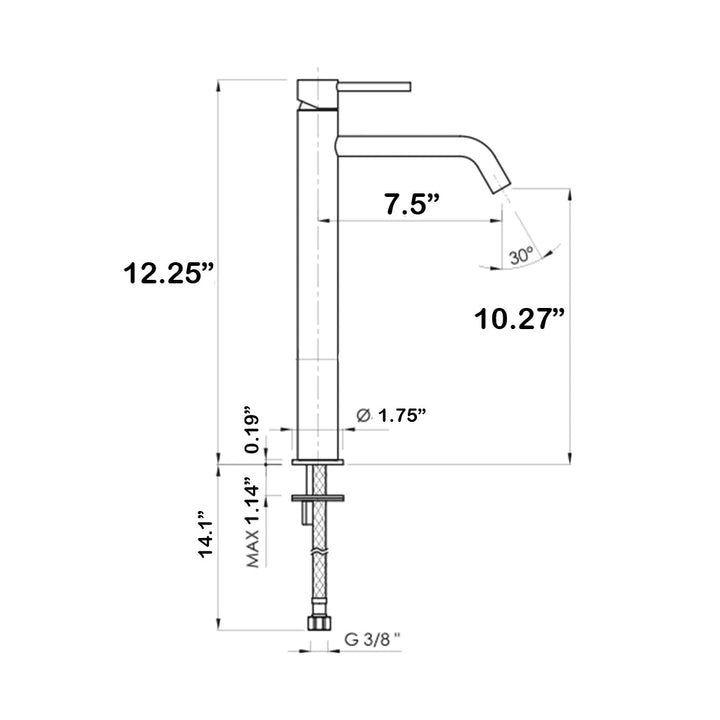 Metro Slim Bathroom Faucet - Vessel - 12" Brass/Matt Black