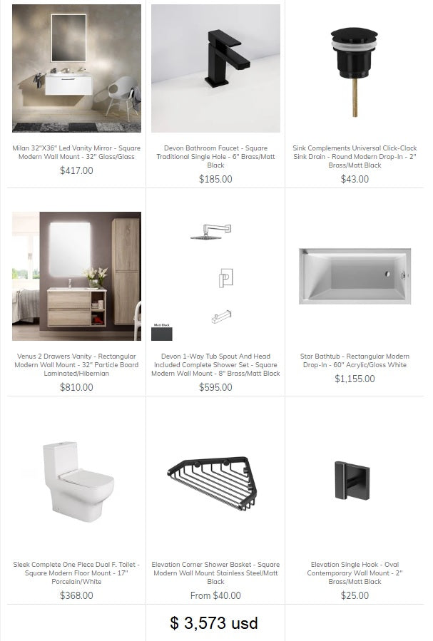 Kids Bathroom idea in Matte black with prices
