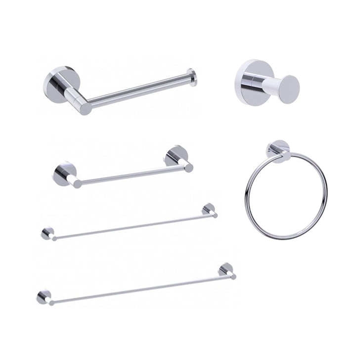 Metro Round Bathroom Accessories Set - Wall Mount - Brass/Polished Chrome
