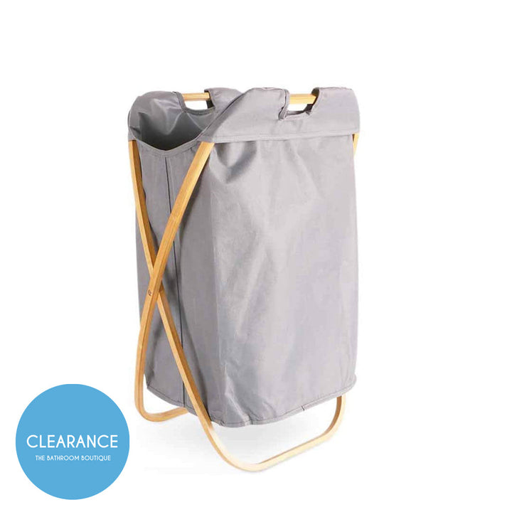 Bella Laundry Basket - Floor Standing - 26" Bamboo/Polyester/Gray