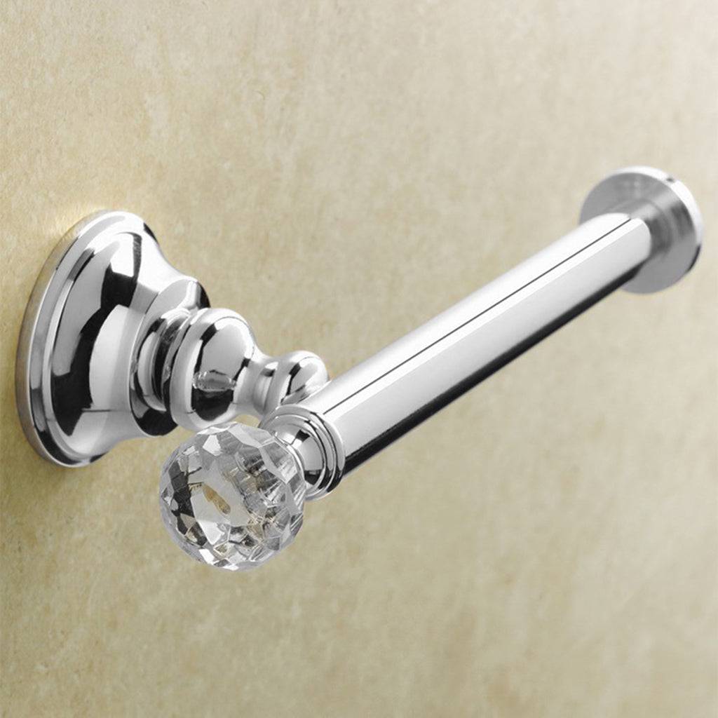 Bella Crown Swarovski Toilet Paper Holder - Wall Mount - 8" Brass/Polished Chrome
