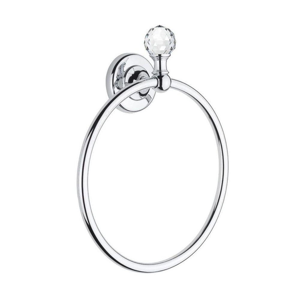 Bella Crown Swarovski Towel Ring - Wall Mount - 9" Brass/Polished Chrome