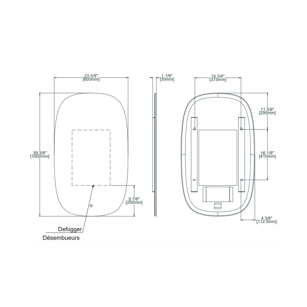 Diffusion Led Touch Vanity Mirror - Wall Mount - 24W x 40H" Glass/Glass