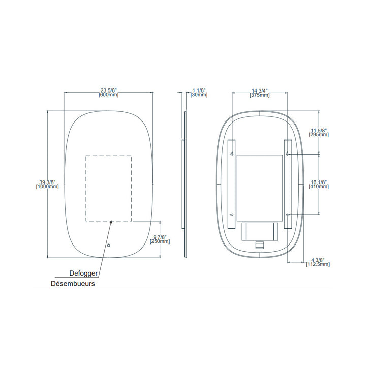 Diffusion Led Touch Vanity Mirror - Wall Mount - 24W x 40H" Glass/Glass