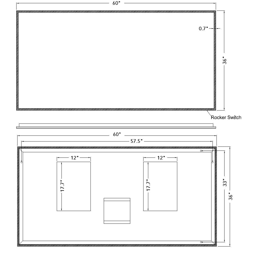 Milan Led Vanity Mirror - Wall Mount - 60W x 36H" Glass/Glass
