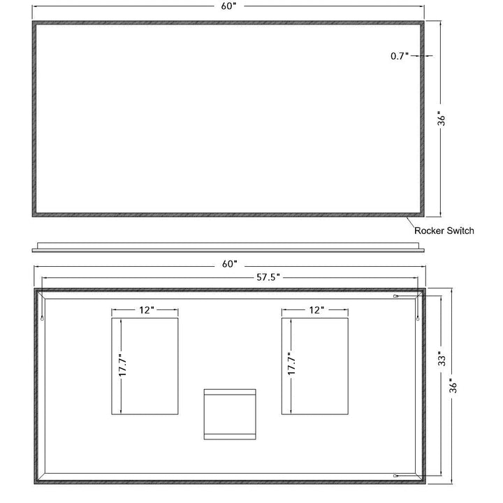 Milan Led Vanity Mirror - Wall Mount - 60W x 36H" Glass/Glass
