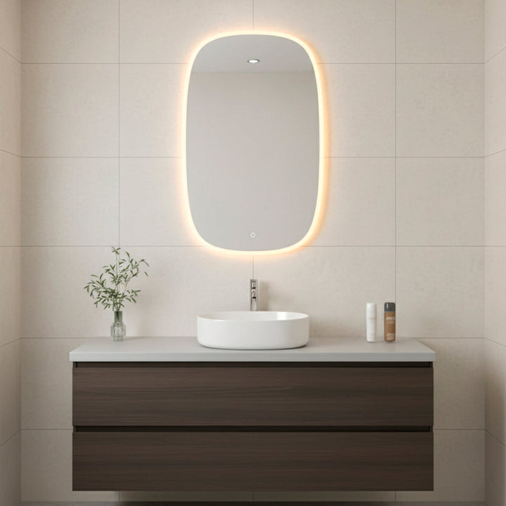 Milan Led Touch Vanity Mirror - Wall Mount - 24W x 40H" Glass/Glass