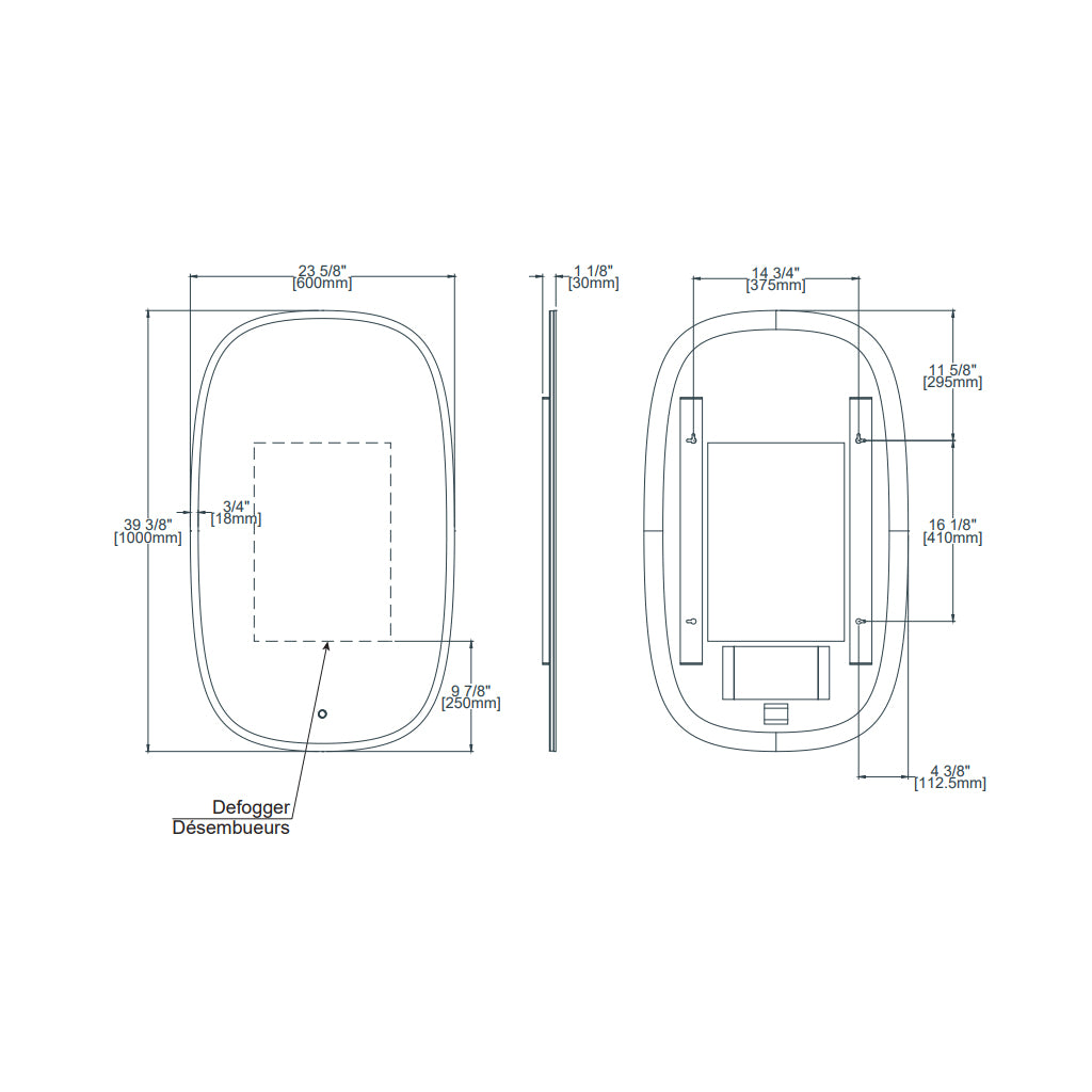 Milan Led Touch Vanity Mirror - Wall Mount - 24W x 40H" Glass/Glass