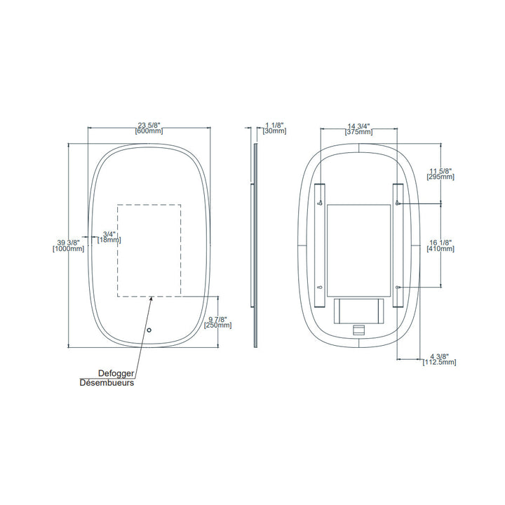 Milan Led Touch Vanity Mirror - Wall Mount - 24W x 40H" Glass/Glass