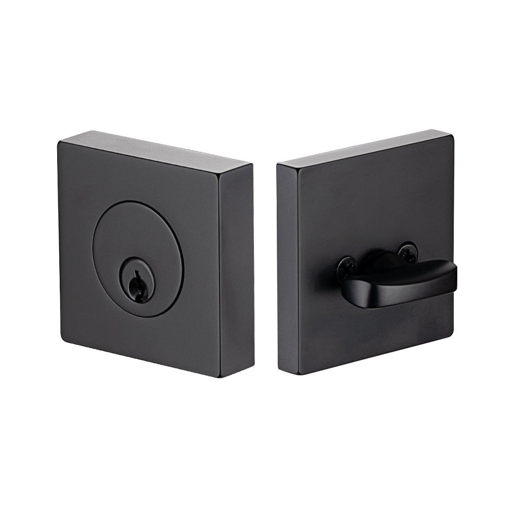 Square Key Function Single Cylinder Deadbolt - Door Mount - 0" Brass/Matt Black
