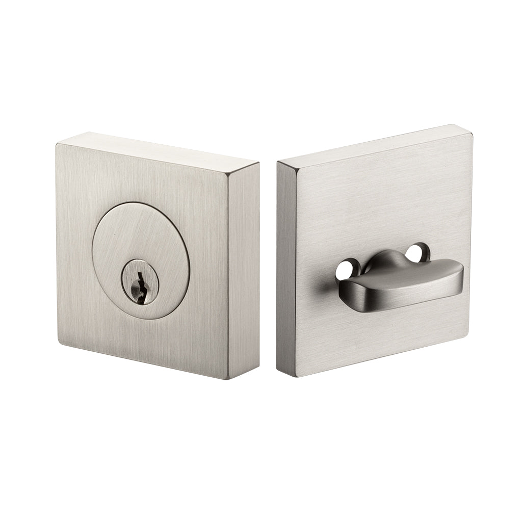 Square Key Function Single Cylinder Deadbolt - Door Mount - 0" Brass/Brushed Nickel