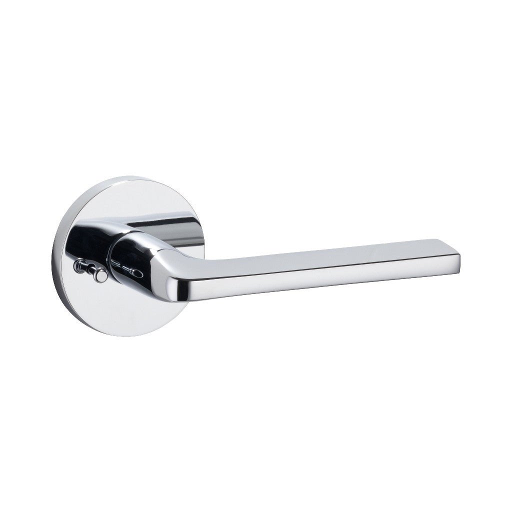 Round Concealed Privacy Door Leverset - Door Mount - 6" Brass/Polished Chrome