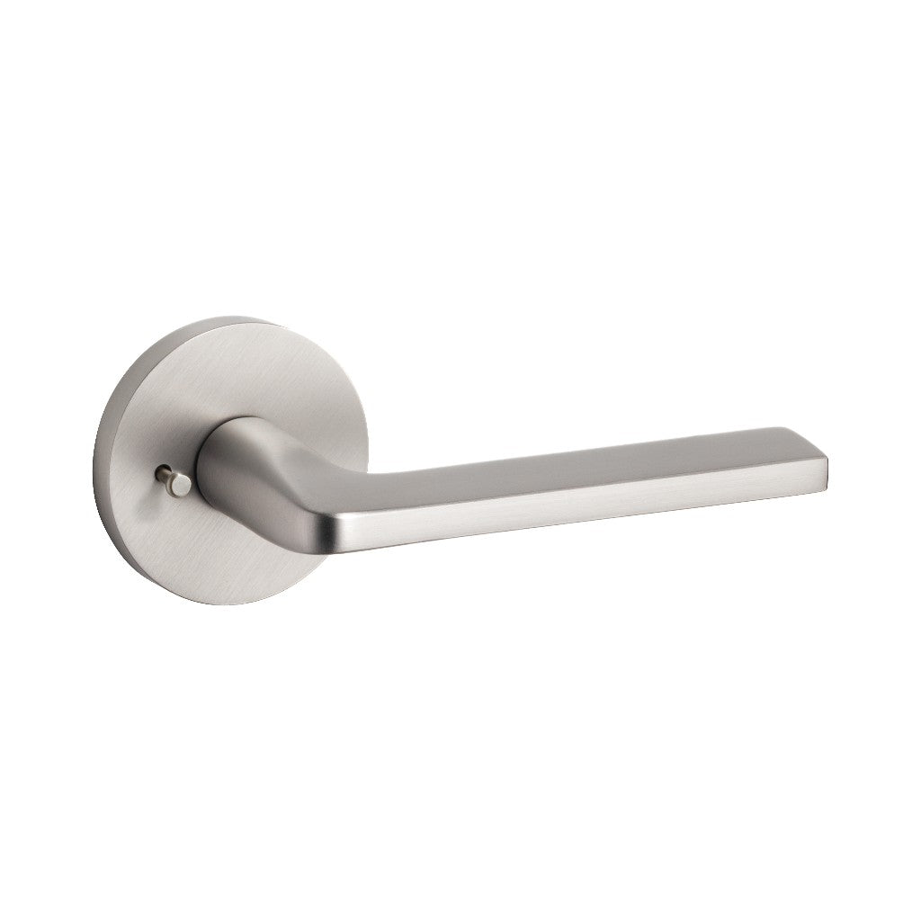 Round Concealed Privacy Door Leverset - Door Mount - 6" Brass/Brushed Nickel