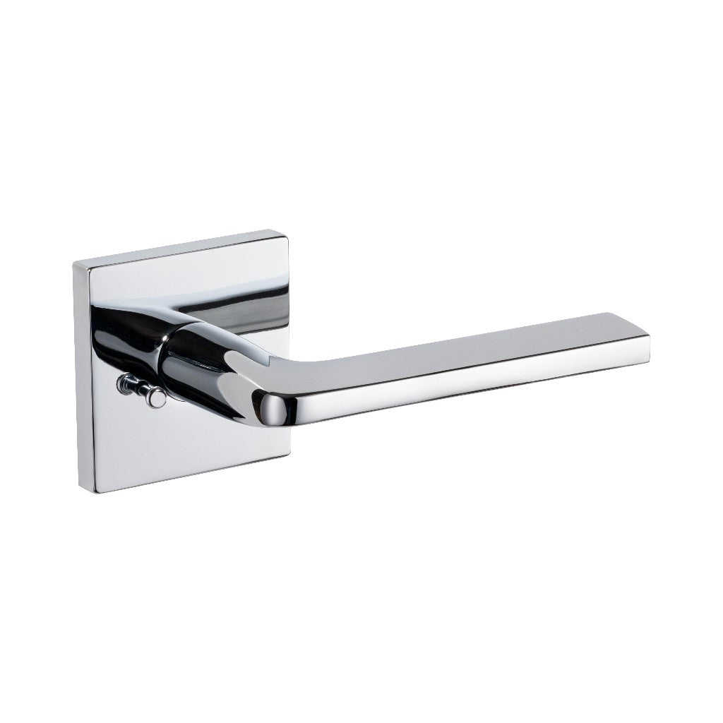 Square Concealed Privacy Door Leverset - Door Mount - 6" Brass/Polished Chrome