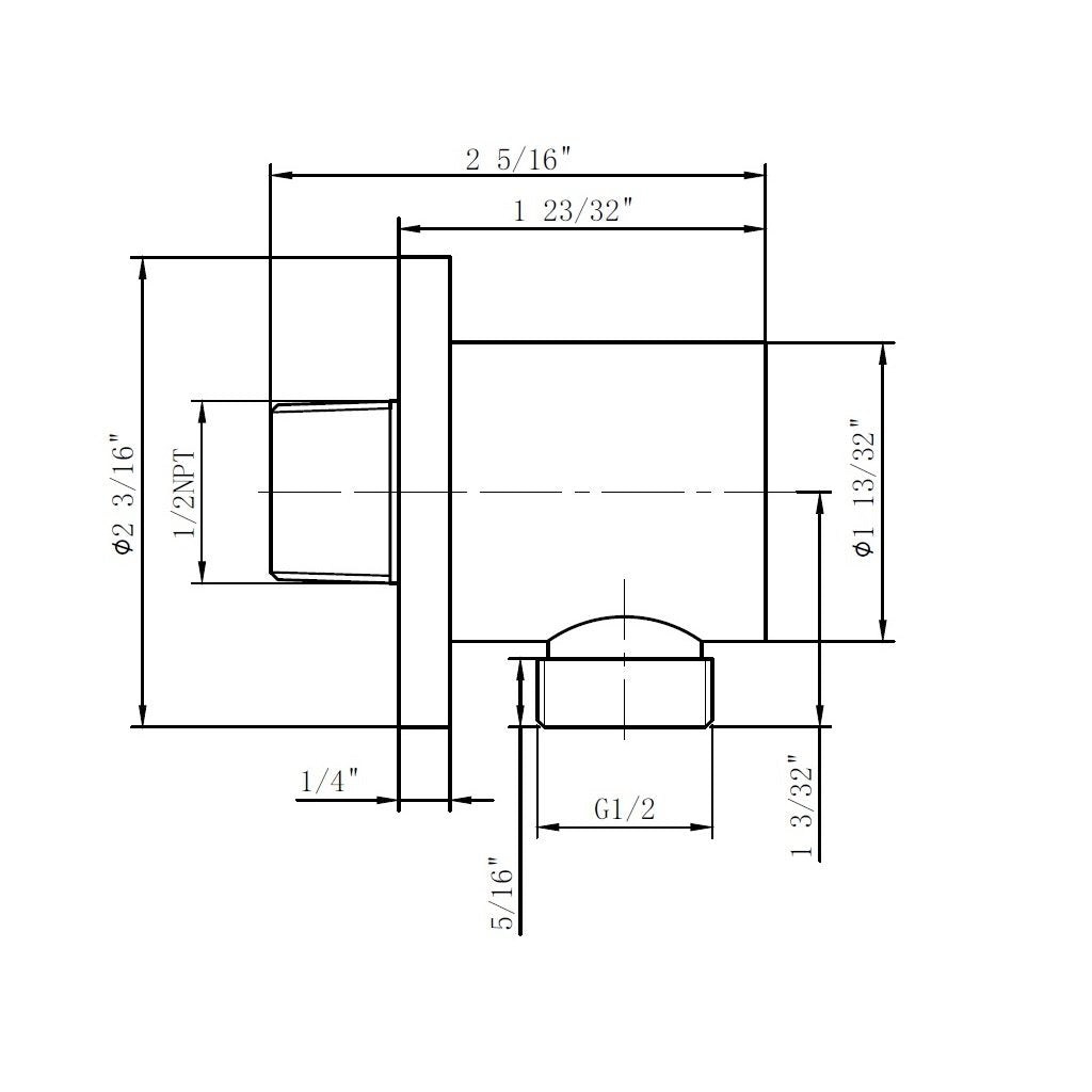Metro Hand Shower Connector - Wall Mount - 2" Brass/Satin Brass