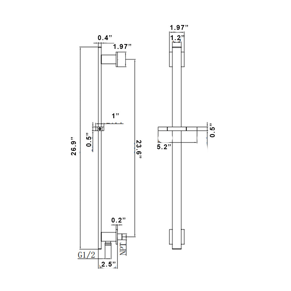 Devon Hand Shower Column Set - Wall Mount - Brass/Brushed Nickel