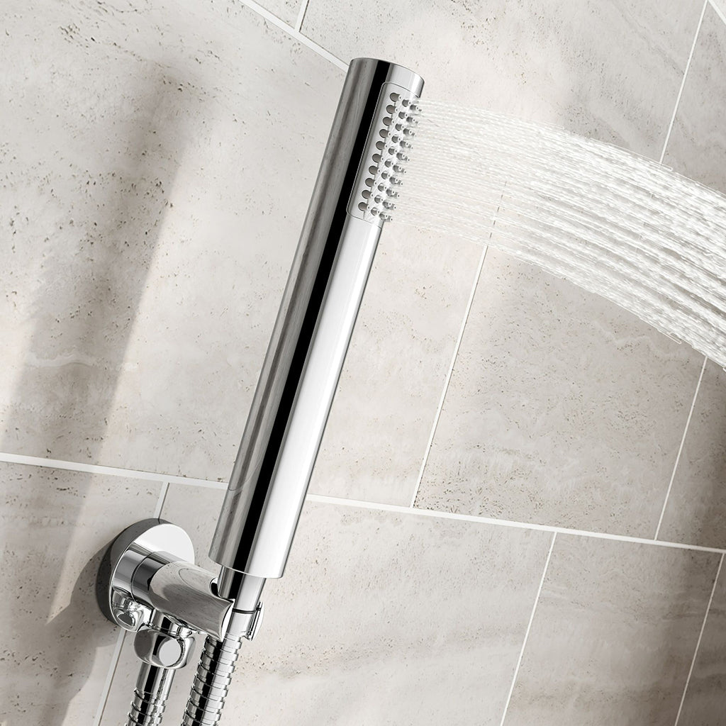 Metro 3 Way Thermostatic Complete Shower Set - Ceiling Mount - 16" Brass/Polished Chrome
