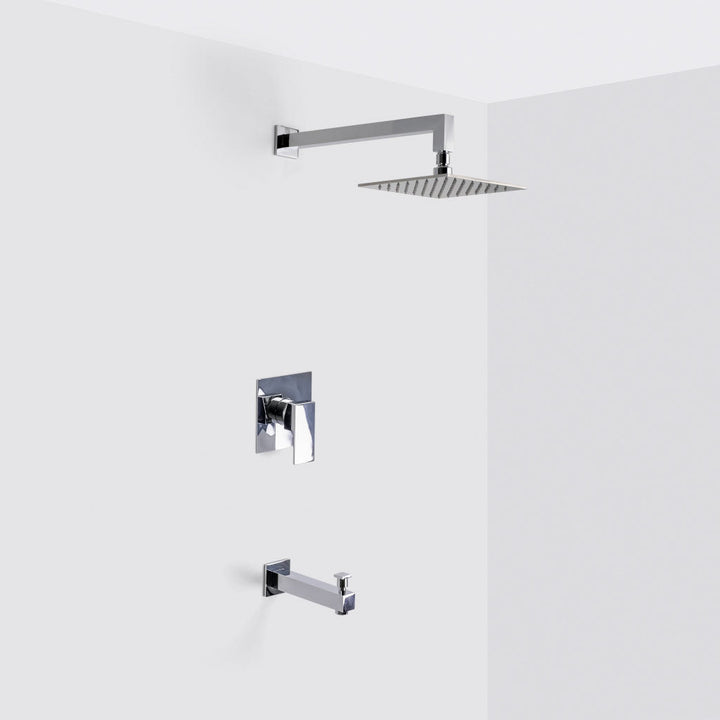 Devon 1-Way Pressure Balance Trim Complete Shower Set - Wall Mount - 8" Brass/Polished Chrome