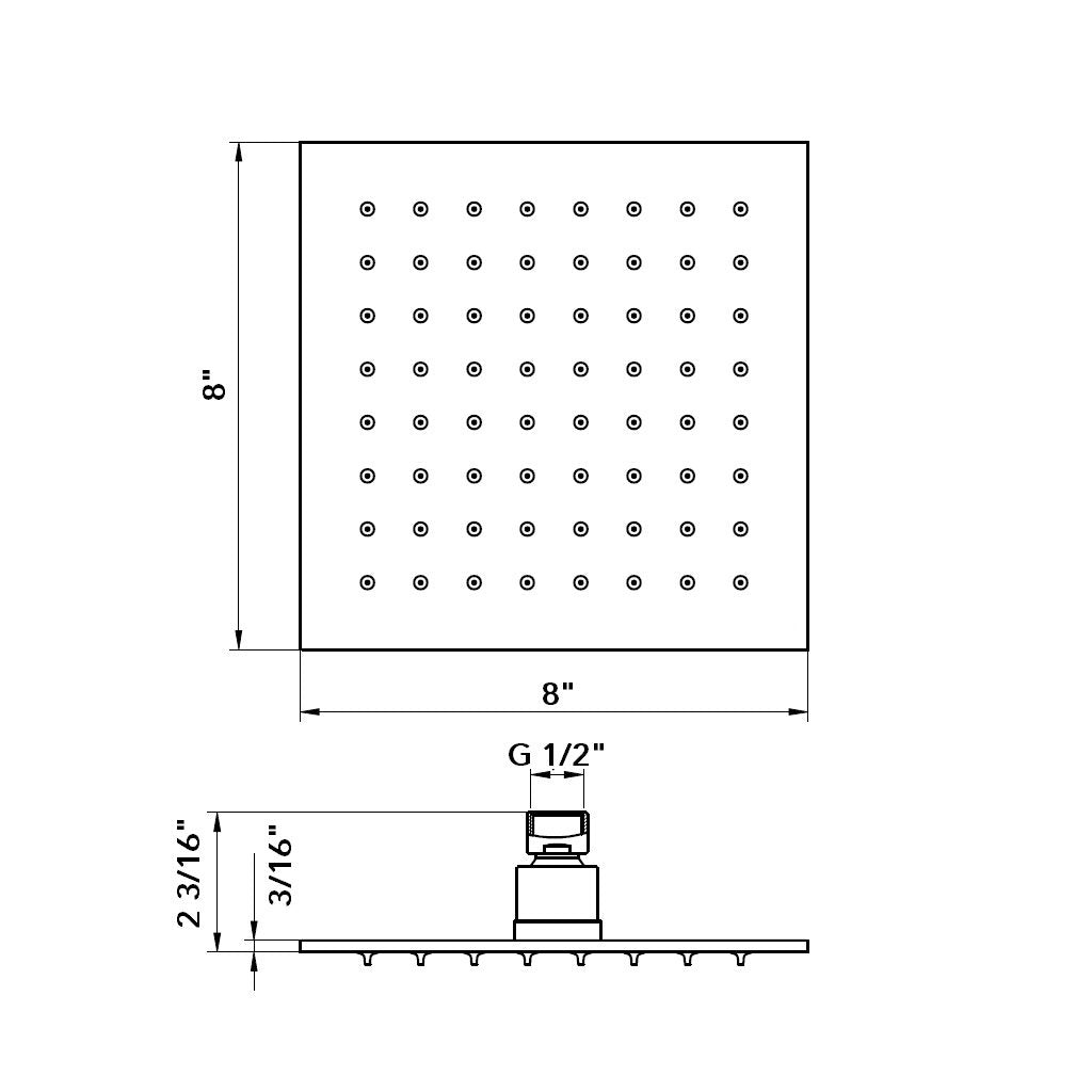 Devon 1-Way Pressure Balance Trim Complete Shower Set - Wall Mount - 8" Brass/Matt Black