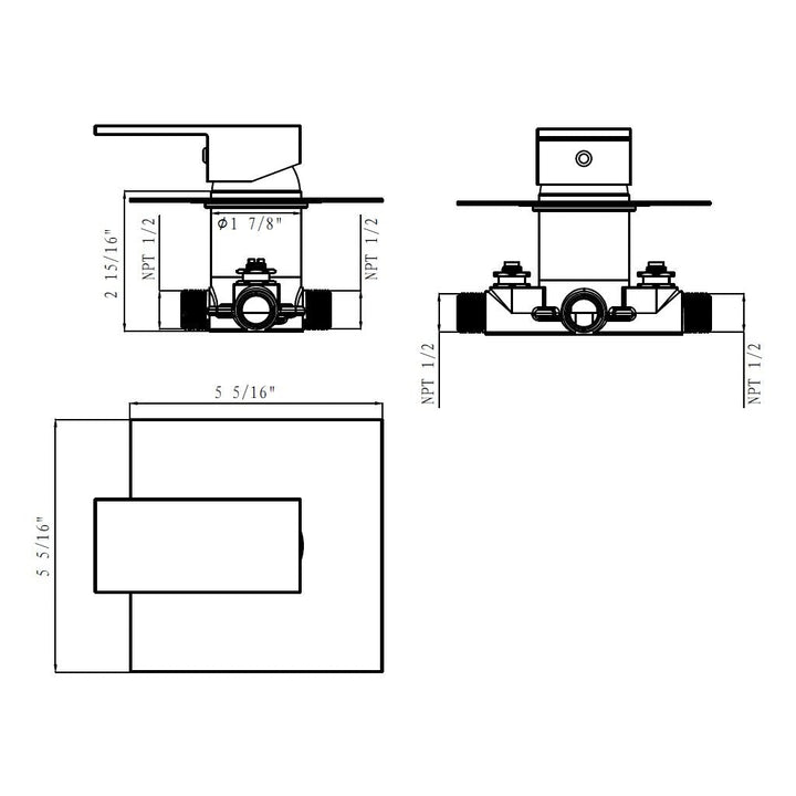 Devon 1-Way Pressure Balance Trim Complete Shower Set - Wall Mount - 8" Brass/Matt Black