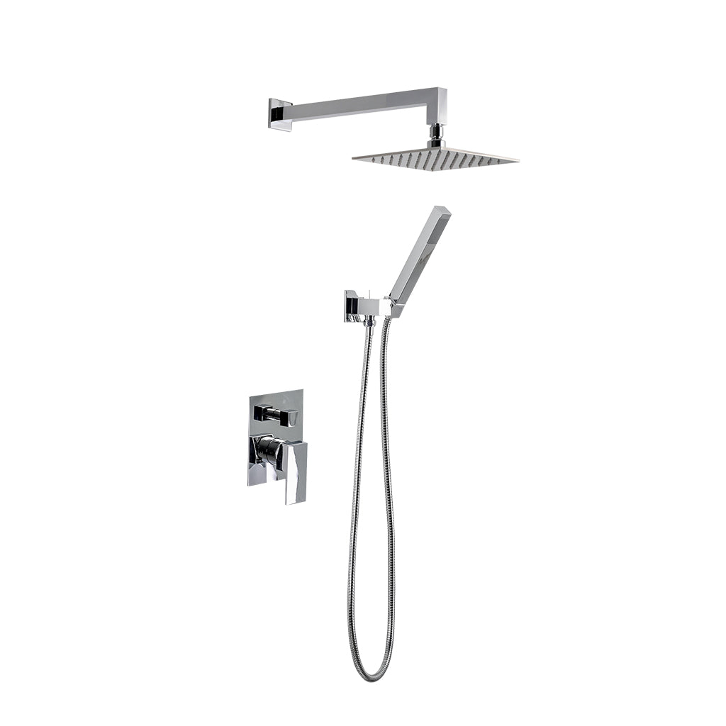 Devon 2-Way Shower Set With Hand Shower Set - Wall Mount - 8" Brass/Polished Chrome
