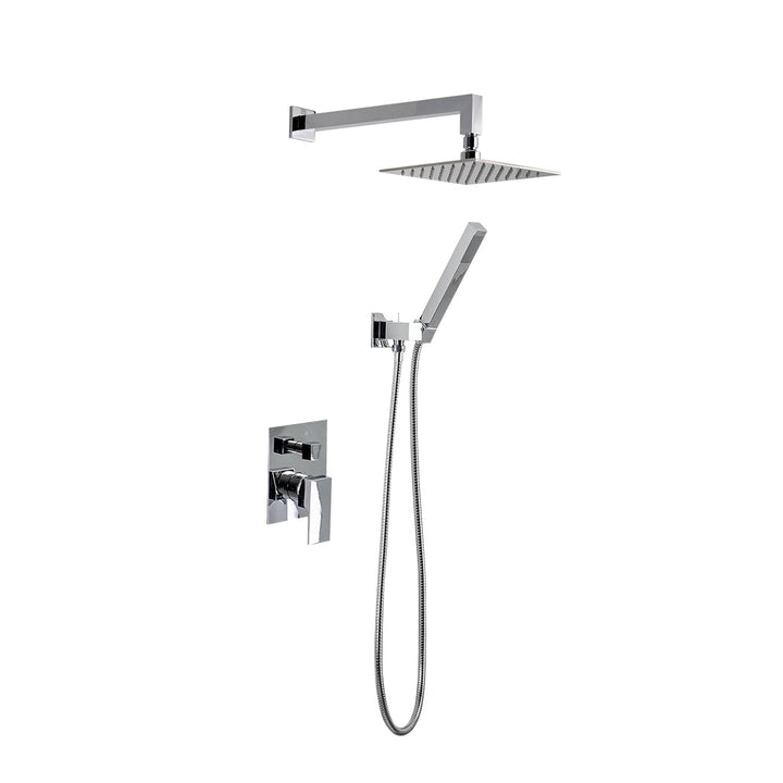 Devon 2-Way Shower Set With Hand Shower Set - Wall Mount - 8" Brass/Polished Chrome