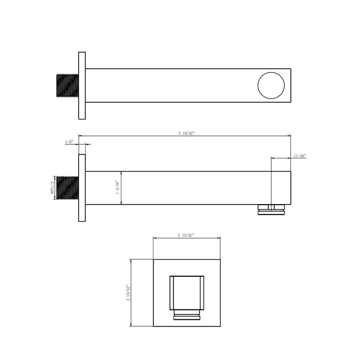 Devon 2-Way Shower Set With Tub Spout - Wall Mount - 8" Brass/Matt Black